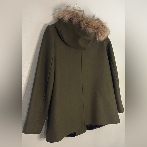 Sandro Wool Coat with Fur-Trimmed Hood - Size EU 36 - Picture 5 of 16